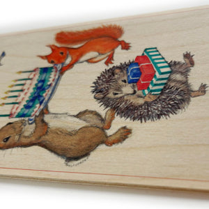 Wooden postcard - Birthday animals