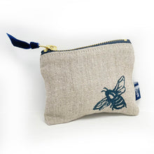 Load image into Gallery viewer, Small linen purse - natural bee
