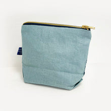 Load image into Gallery viewer, Small linen make up bag - blue wildflowers
