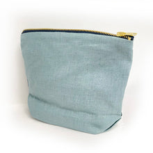 Load image into Gallery viewer, Large linen make up bag - blue wildflowers
