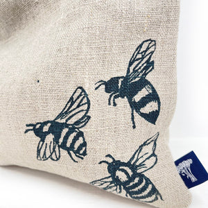 Large linen useful pouch - natural bee