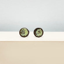 Load image into Gallery viewer, Small enamel heart stud earrings - green
