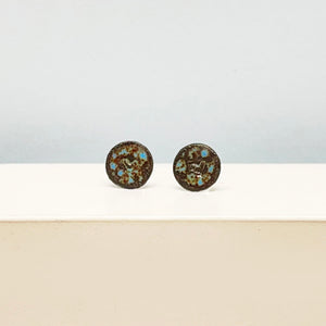 Small enamel heart stud earrings - blue
