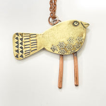 Load image into Gallery viewer, Brass bird pendant 2
