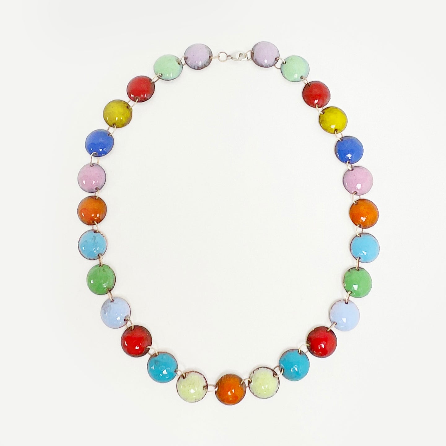 Copper and enamel multicoloured necklace
