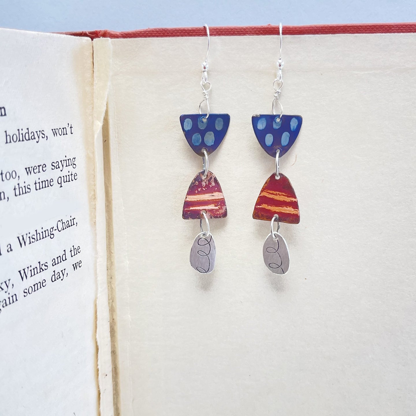 Titanium, Copper & Silver drop earrings 2