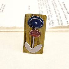 Load image into Gallery viewer, Brass, silver, copper and titanium flower brooch
