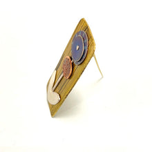 Load image into Gallery viewer, Brass, silver, copper and titanium flower brooch
