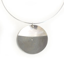 Load image into Gallery viewer, Aluminium and silver double disk pendant - petrol blue
