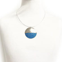 Load image into Gallery viewer, Aluminium and silver double disk pendant - petrol blue

