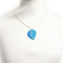 Load image into Gallery viewer, Aluminium and silver pendant - blue leaf
