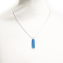 Load image into Gallery viewer, Aluminium and silver double rectangular pendant - petrol blue
