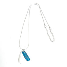 Load image into Gallery viewer, Aluminium and silver double rectangular pendant - petrol blue
