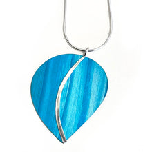 Load image into Gallery viewer, Aluminium and silver pendant - blue leaf
