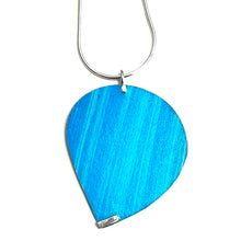 Load image into Gallery viewer, Aluminium and silver pendant - blue leaf
