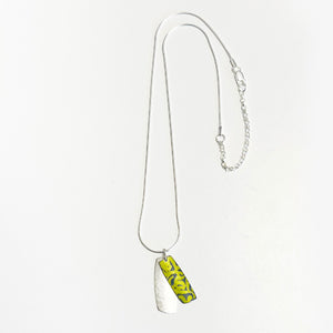 Aluminium and silver double rectangular pendant - lime
