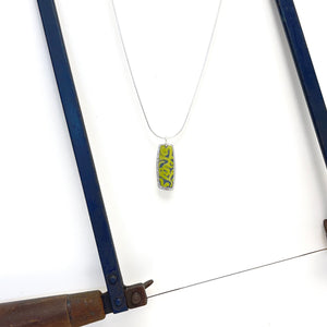 Aluminium and silver double rectangular pendant - lime