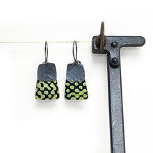 Load image into Gallery viewer, Aluminium and silver drop earrings - lime green
