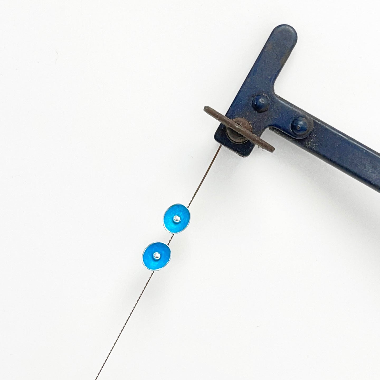 Aluminium and silver stud earrings - turquoise