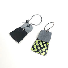 Load image into Gallery viewer, Aluminium and silver drop earrings - lime green
