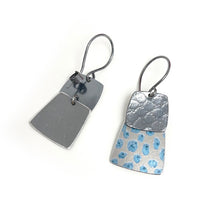 Load image into Gallery viewer, Aluminium and silver drop earrings - petrol blue

