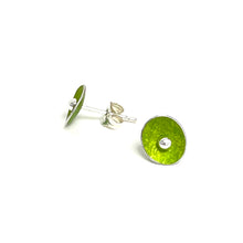 Load image into Gallery viewer, Aluminium and silver stud earrings - lime
