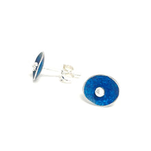 Load image into Gallery viewer, Aluminium and silver stud earrings - navy
