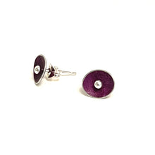 Load image into Gallery viewer, Aluminium and silver stud earrings - purple

