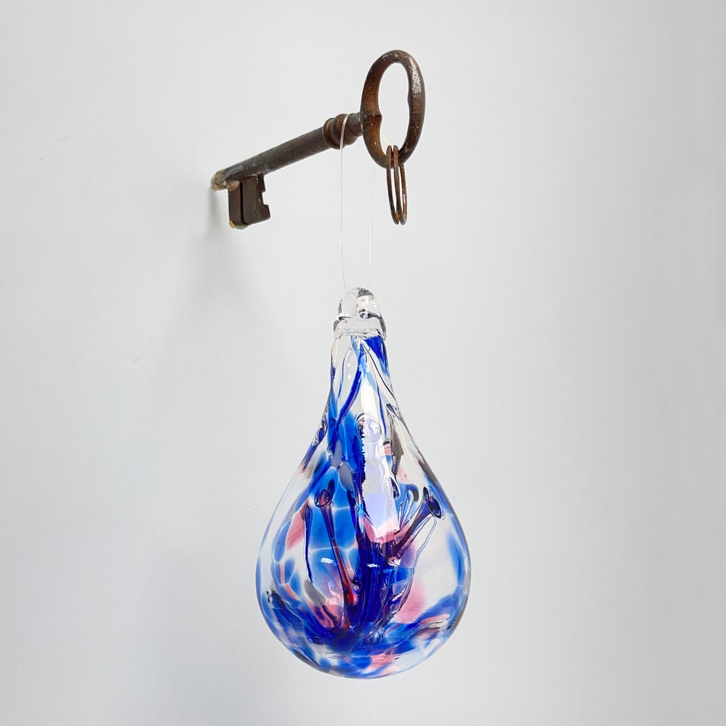 Glass Wishing Drop - blue loop