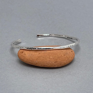 Open silver bangle - dot and line