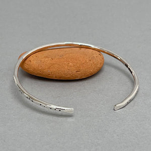 Open silver bangle - dot and line