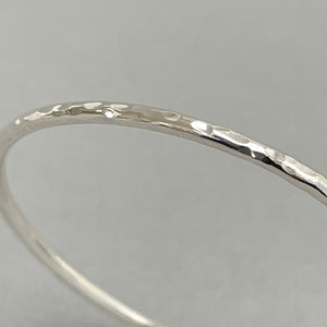 Open silver bangle - hammered