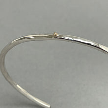 Load image into Gallery viewer, Open silver bangle - gold dot
