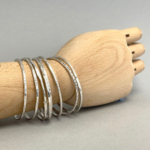 Open silver bangle - textured