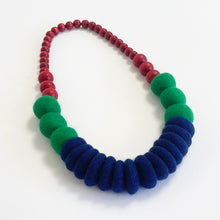Load image into Gallery viewer, Felt bead necklace - blue and green
