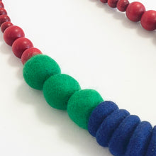 Load image into Gallery viewer, Felt bead necklace - blue and green
