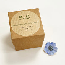 Load image into Gallery viewer, Ceramic flower brooch - blue anemone
