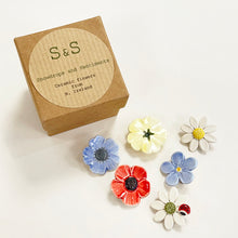 Load image into Gallery viewer, Ceramic flower brooch - blue anemone
