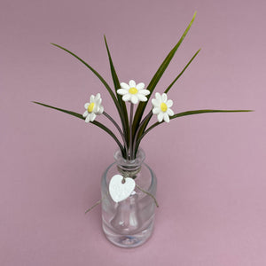 Triple ceramic flower in a bottle - Daisy