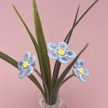 Load image into Gallery viewer, Triple ceramic flower in a bottle - forget-me-not

