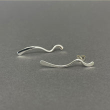 Load image into Gallery viewer, Silver long wave stud earrings
