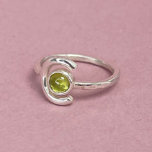 Load image into Gallery viewer, Crescent moon ring - green peridot
