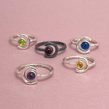 Load image into Gallery viewer, Crescent moon ring - deep red garnet
