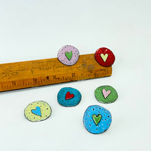 Load image into Gallery viewer, Enamel heart brooch - blue / green
