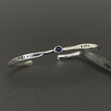 Load image into Gallery viewer, Silver bangle - Faith, hope &amp; love
