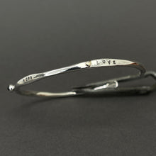 Load image into Gallery viewer, Silver bangle - Faith, hope &amp; love
