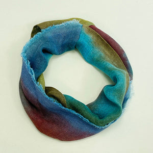 Hand dyed linen loop scarf 1