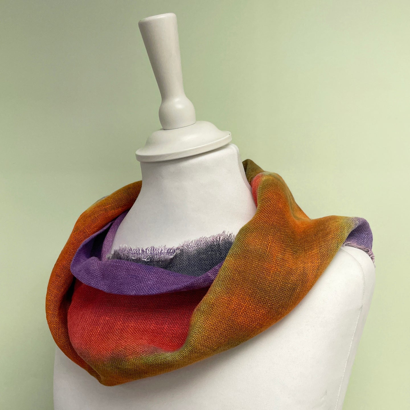 Hand dyed linen loop scarf 2