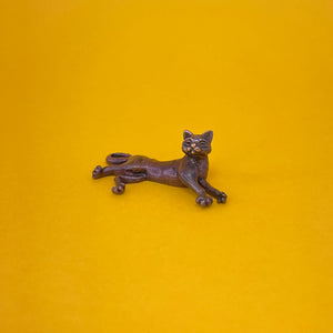 Lying Cat miniature bronze sculpture