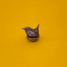 Load image into Gallery viewer, Wren on nest miniature bronze sculpture
